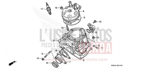 CYLINDRE/CULASSE CR125RP de 1993